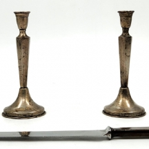 לוט של זוג פמוטי כסף ישראלים ישנים עשויים כסף '800', חתומים