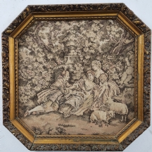 'אצילים בבוסתן' - אריג ממוסגר ישן