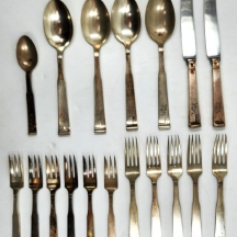 חלקי סכו"ם כסף ישראלי ישן משנות החמישים, מתוצרת 'מכסף', עשוי כסף '800', חתום