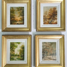 לוט של 4 תמונות, שמן על בד, חתומות, מידות 36X42 ס"מ.