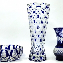 לוט של 3 כלי קריסטל צ'כים ישנים שונים