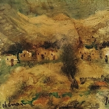 אלברט גולדמן (Albert Goldman) - 'סולם יעקב מעל כפר אבשלום' - ציור ישן, שמן