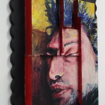 'אלכס ישן' - ציור שמן על קוביות עץ מוצמדות ללוח, לא חתום, אמן לא ידוע