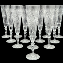 סט של 13 גביעי קריסטל ישנים מלוטשים בעבודת יד