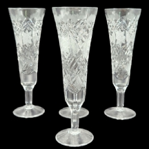 סט של 4 גביעי קריסטל ישנים מלוטשים בעבודת יד