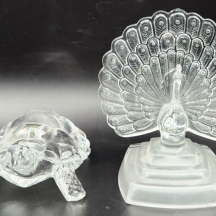 לוט של 2 קישוטי זכוכית שולחניים