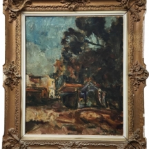 צבי שור (Zvi Shorr) - 'נוף פתח תקווה' - שמן על בד, חתום