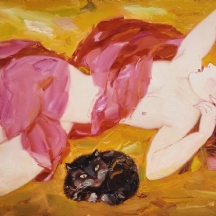 אלכסנדר קלבן (Alexander Klevan) - 'אשה וחתול' - שמן על בד, חתום