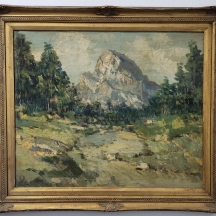 'הר מושלג' - שמן על בד מוצמד לקרטון, חתום: Villa