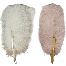 לוט של 2 מניפות גדולות עתיקות עשויות נוצות יען