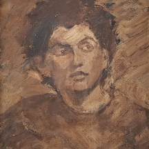 'דיוקן חום' - שמן על קרטון, לא חתום