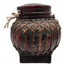 לאספני אמנות תאילנדית עתיקה - קופסת (מיכל) אורז תאילנדי עתיק בן כמאה שנה