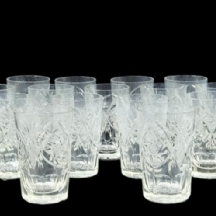 סט של 17 כוסות קריסטל ישנות ויפות, מעוטרות בליטוש עבודת יד