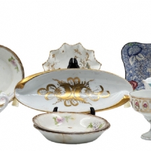 לוט של 10 פרטי קרמיקה ופורצלן ישנים שונים, מיצרנים ומדגמים שונים