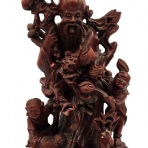 למביני דבר פסל עץ סיני איכותי, מגולף בעבודת יד בדמות חכם סיני