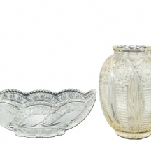 2 כלי קריסטל מעוטרים בליטוש עבודת יד