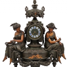 שעון קמין צרפתי עתיק איכותי ומרשים במיוחד מסוף המאה ה-19 (תקופת נפוליאון השלישי)