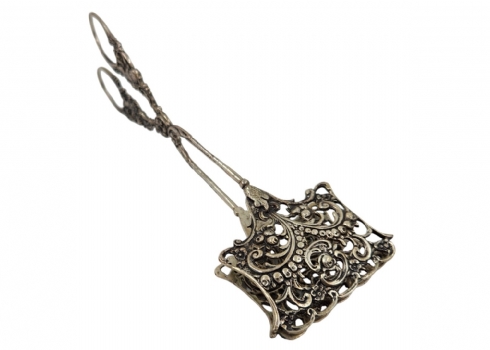 מלקחיים לבראוניס עשויות כסף '800' (חתום), מעוטרות עיטורי בלט בדמות ילדים