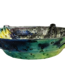 לאספני ישראליאנה - קערת זכוכית ישראלית, עשויה בעבודת ניפוח ידנית