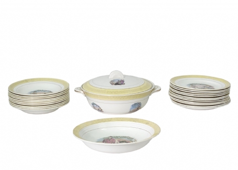 חלקי סט אוכל צרפתי chinoiserie