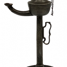 לאספנים - מנורת פיוטר עתיקה מהמאה ה-18 לשמן ופתילה