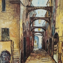 'סמטה ביפו' - שמן על קרטון