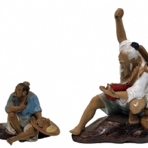 לוט של 2 פסלי קרמיקה סינים מתוצרת שיוואן (Shiwan ware)