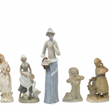 לוט של 7 פסלוני פורצלן וקרמיקה ישנים