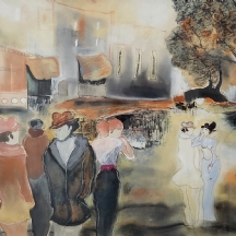 'בילוי ערב' - טכניקה מעורבת על נייר