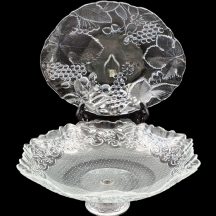 לוט של 2 כלי זכוכית להגשת כיבוד