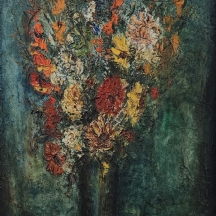 'פרחים בכד' - ציור ישן גדול ויפה, שמן על בד, חתום (נשמח לעזרה בזיהוי האמן)