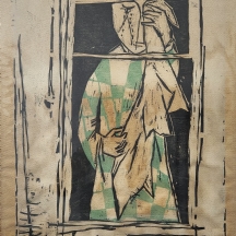 יוסל ברגנר (Yosl Bergner) - 'דמעות' - ליטוגרפיה, חתומה בעיפרון ומתוארכת: 1969