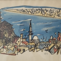מרסל ינקו (Marcel Janco) - 'יפו' - ליטוגרפיה, חתומה בעיפרון