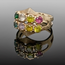טבעת זהב ואבני חן צבעוניות