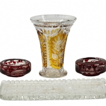 לוט של 4 חפצי קריסטל ישנים שונים, דגמים שונים