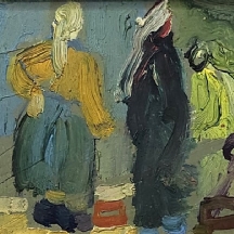 משה רוזנטליס (Moshe Rosenthalis) - 'נשים בדואיות' - שמן על לוח, חתום בראשי תיבות