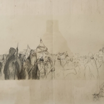 אבל פן (Abel Pann) - 'בני ישראל וארון הקודש' - ליטוגרפיה ישנה ויפה, חתומה