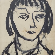 'עין אחת עצלה והשנייה רואה שקרים וכזבות' - ציור ישן, אקוורל שחור על נייר, חתום