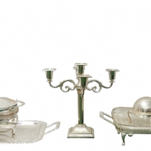 לוט של 6 חפצי מתכת ישנים שונים, מצופים כסף