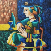 'שתיינית חייכנית' - שמן על לוח