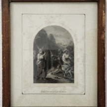 'ומשה הכה בסלע, ויצאו ממנו מים' - תצריב צרפתי עתיק