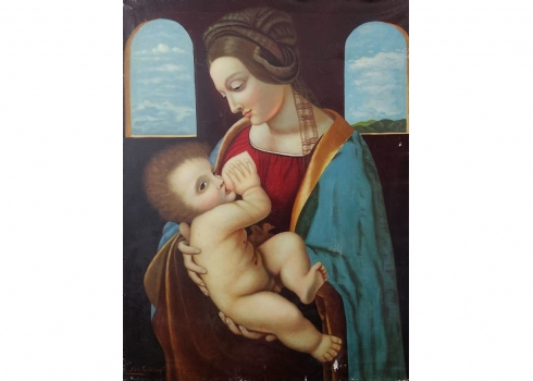 'מדונה ליטה' (Madonna Litta) (ישו בזרועות מרים) - שמן על בד