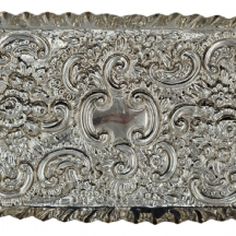 לאספנים - מגש כסף אנגלי עתיק איכותי ויפה, מתוצרת הצורף: 'Charles Edwards' לונדון