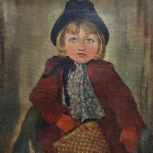 'ילדה תכולת עיניים' - שמן על בד, ציור עתיק