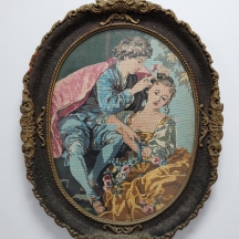 'זוג אצילים' - תמונות גובלן אובלית ישנה