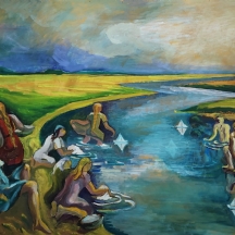 'סירות נייר' - גואש על קרטון