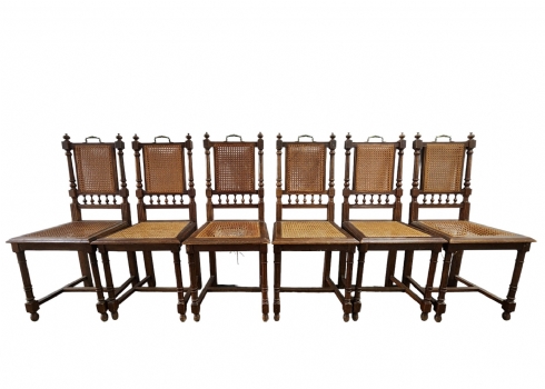 סט של 6 כיסאות אנגלים עתיקים מהמאה ה-19 (ויקטוריאניים) לחדר אוכל, עשויים עץ