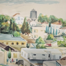 ציונה תג'ר (Ziona Tajer) - 'רחובות שנות ה 30', ליטוגרפיה ישנה