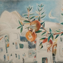 נחום גוטמן, (Nachum Gutman) - 'רימונים' - ליטוגרפיה חתומה בפלטה