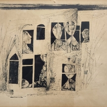 יוסל ברגנר, (Yosl Bergner) - ליטוגרפיה ישנה ויפה, חתומה בעיפרון וממוספרת: 10/100